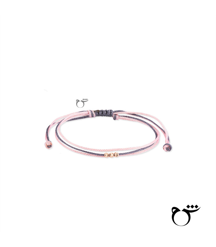 دستبند 3 البرنارد نخی لمه گلبهی طوسی-گالری شیدا مجد