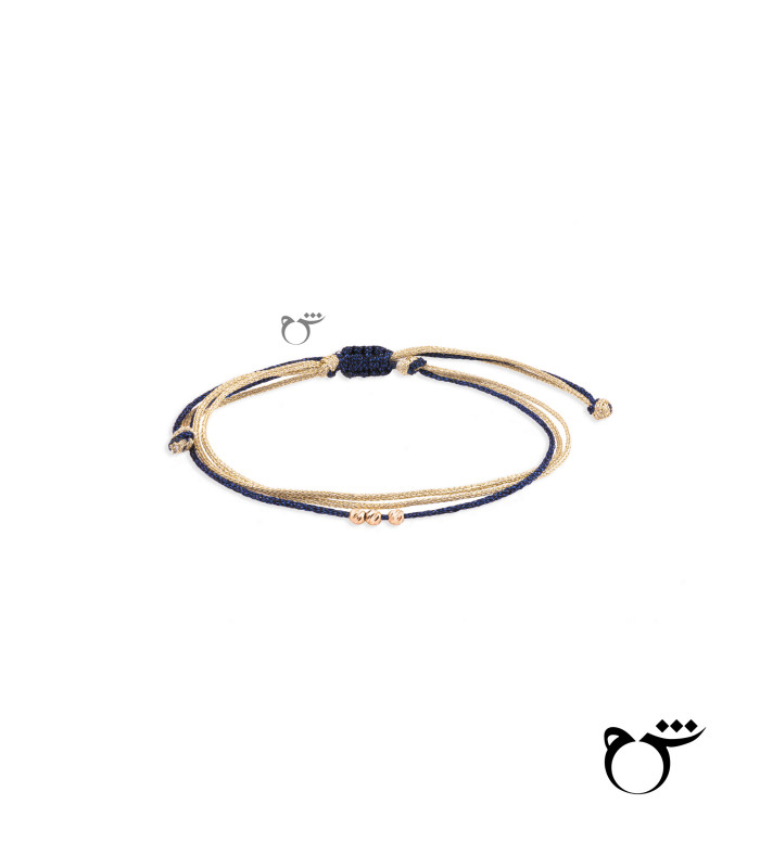 دستبند 3 البرنارد نخی لمه طلایی سرمه ای-گالری شیدا مجد