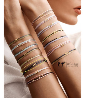 دستبند 3 البرنارد نخی لمه سورمه ای طوسی-گالری شیدا مجد