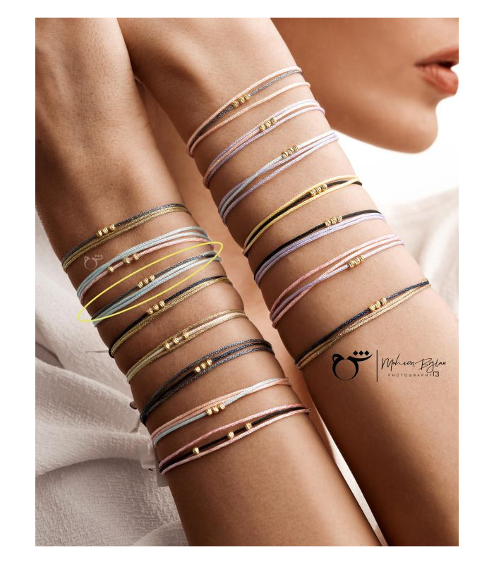 دستبند 3 البرنارد نخی لمه آبی طوسی-گالری شیدا مجد