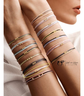 دستبند 3 البرنارد نخی لمه آبی گلبهی-گالری شیدا مجد