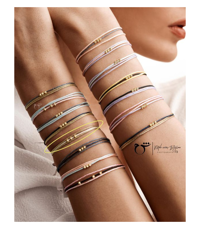 دستبند 3 البرنارد نخی لمه طلایی سفید-گالری شیدا مجد