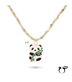 کودک گردنبند پاندا میناکاری سنگی سبز