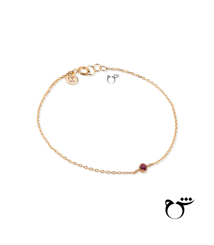 دستبند تک نگین گارنت زنجیری