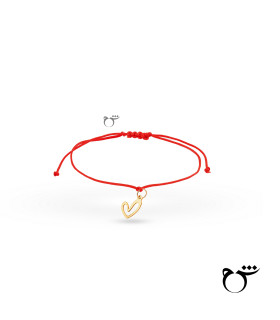 دستبند قلب توخالی نخی قرمز-گالری شیدا مجد