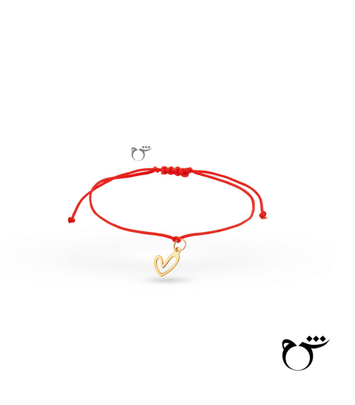 دستبند قلب توخالی نخی قرمز-گالری شیدا مجد