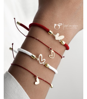 دستبند قلب توخالی نخی قرمز-گالری شیدا مجد