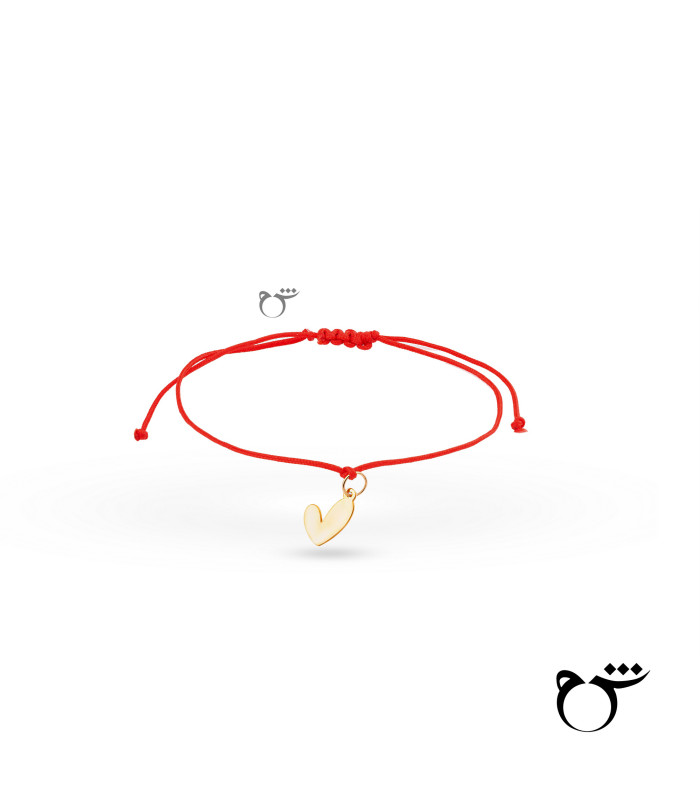 دستبند قلب توپر نخی قرمز
