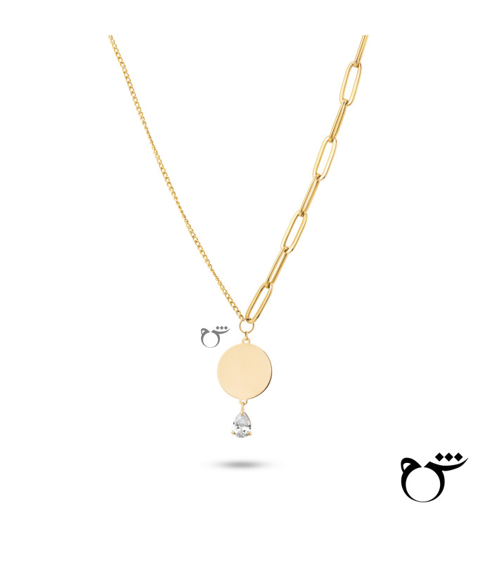 گردنبند لینک و کارتیه 40 سکه اشک زیرکن