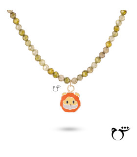 کودک گردنبند شیر میناکاری سنگی سبز