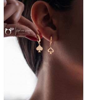 گوشواره حلقه ای طلا طرح پیک پر و خالی-گالری شیدا مجد