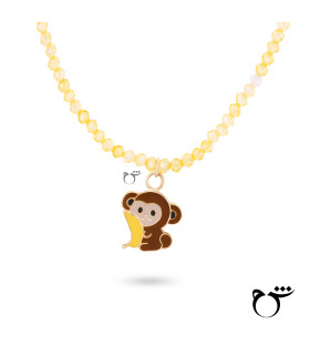 کودک گردنبند میمون میناکاری سنگی زرد-گالری شیدا مجد