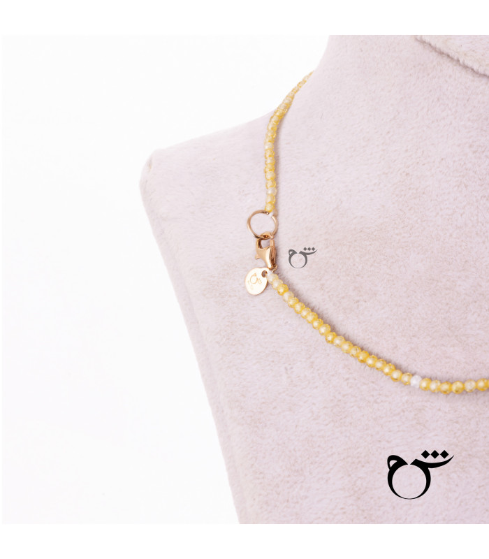 کودک گردنبند میمون میناکاری سنگی زرد-گالری شیدا مجد