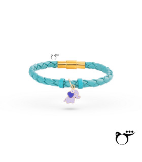 کودک دستبند فیل گوش قلبی میناکاری چرم آبی-گالری شیدا مجد