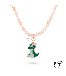 کودک گردنبند دایناسور میناکاری سنگی نارنجی