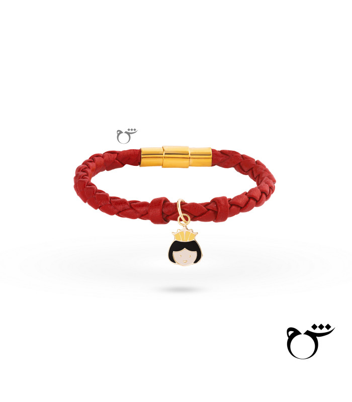 کودک دستبند ملکه میناکاری چرم قرمز-گالری شیدا مجد