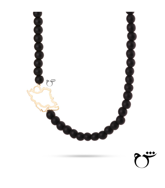 گردنبند مردانه طلا طرح ایران توخالی اونیکس