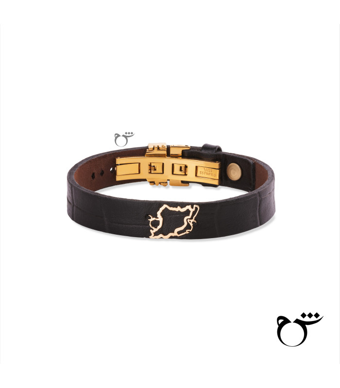 مردانه دستبند نقشه ایران چرم مشکی کوروکو-گالری شیدا مجد