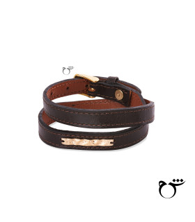 مردانه دستبند مستطیل شکسته چرم قهوه ای-گالری شیدا مجد