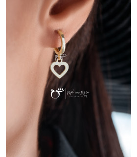 گوشواره حلقه ای طلا طرح قلب پر و خالی - گالری شیدا مجد