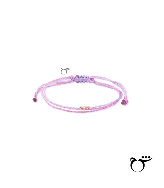 دستبند 3 البرنارد نخی لمه یاسی صورتی-گالری شیدا مجد