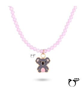 کودک گردنبند کوآلا نشسته میناکاری سنگی صورتی-گالری شیدا مجد