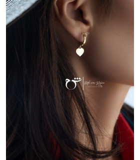 گوشواره حلقه ای طلا طرح قلب پر و خالی - گالری شیدا مجد