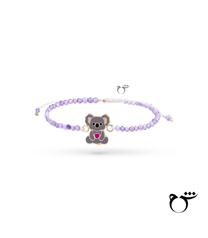 کودک دستبند کوآلا قلبی سنگی بنفش-گالری شیدا مجد