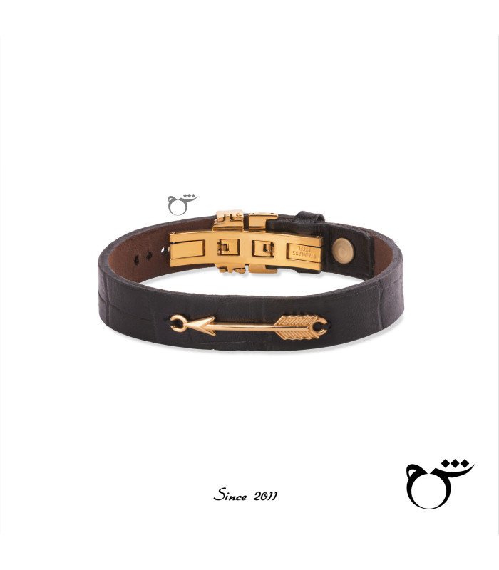مردانه دستبند تیر کمان و چرم مشکی-گالری شیدا مجد