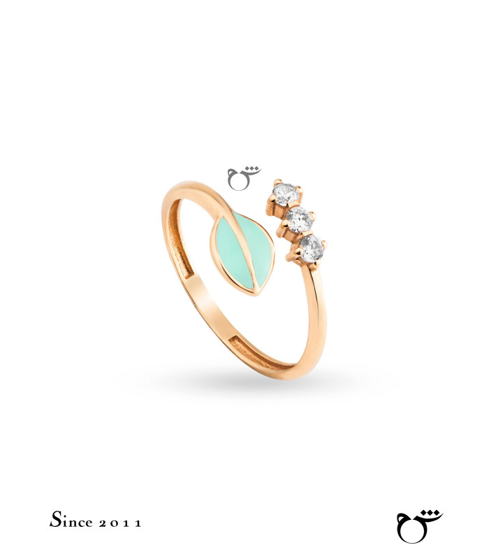 انگشتر برگ سبز و نگین