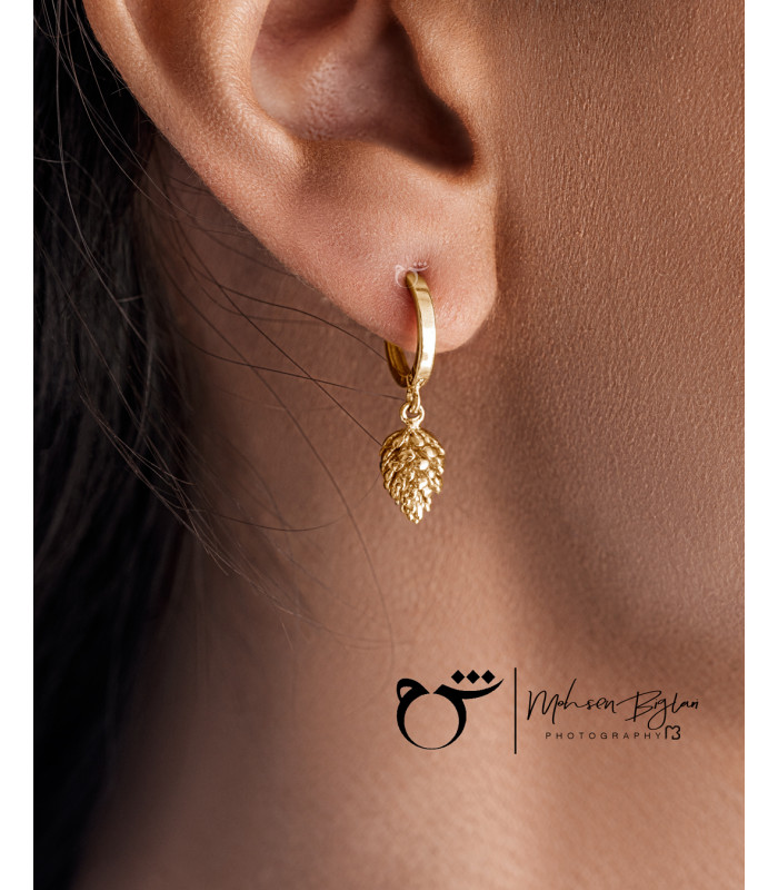 گوشواره حلقه ای طلا طرح کاج-گالری شیدا مجد