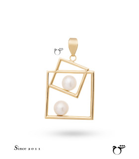 آویز دوبل مربع مروارید