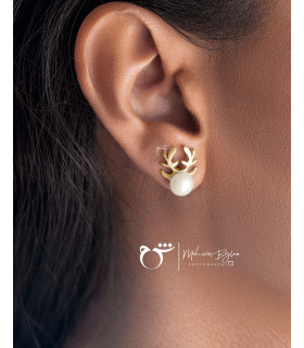 گوشواره شاخ گوزن و مروارید-گالری شیدا مجد