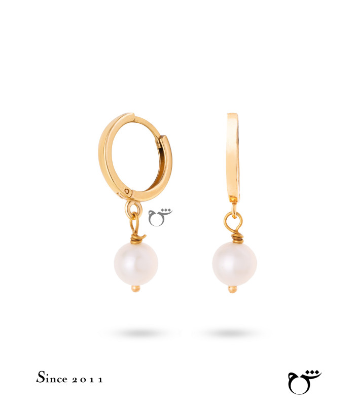 گوشواره حلقه ای طلا طرح مروارید ریز-گالری شیدا مجد