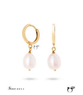 گوشواره حلقه ای طلا طرح مروارید اشکی-گالری شیدا مجد