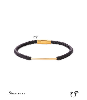 مردانه دستبند هلالی چرم (مشکی)-گالری شیدا مجد