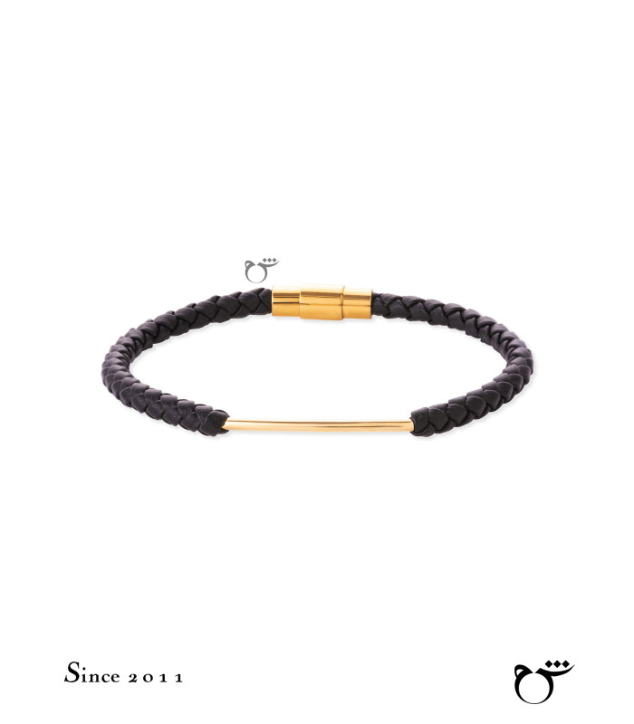 مردانه دستبند هلالی چرم (مشکی)-گالری شیدا مجد