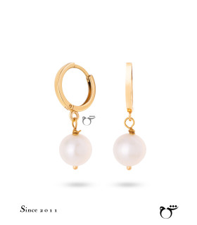 گوشواره حلقه ای طلا طرح مروارید درشت-گالری شیدا مجد