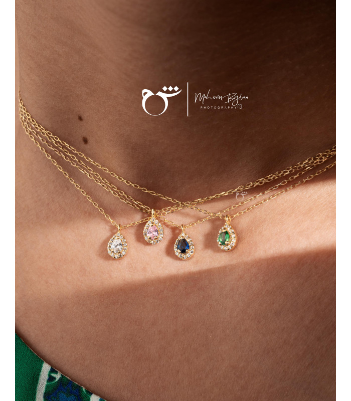 گردنبند چوکر اشک نگینی تورمالین - گالری شیدا مجد