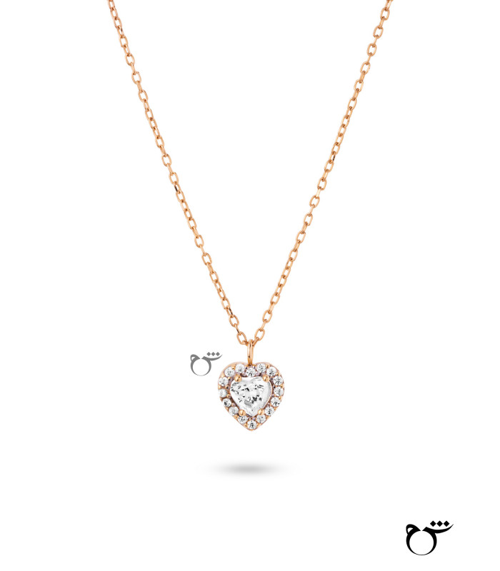 گردنبند قلب نگینی زیرکن-گالری شیدا مجد