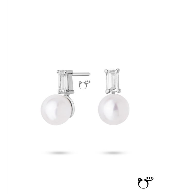 گوشواره جواهر باگت مروارید-گالری شیدا مجد