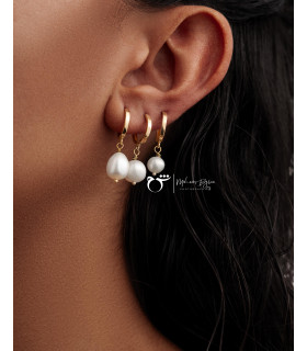 گوشواره حلقه ای طلا طرح مروارید درشت-گالری شیدا مجد