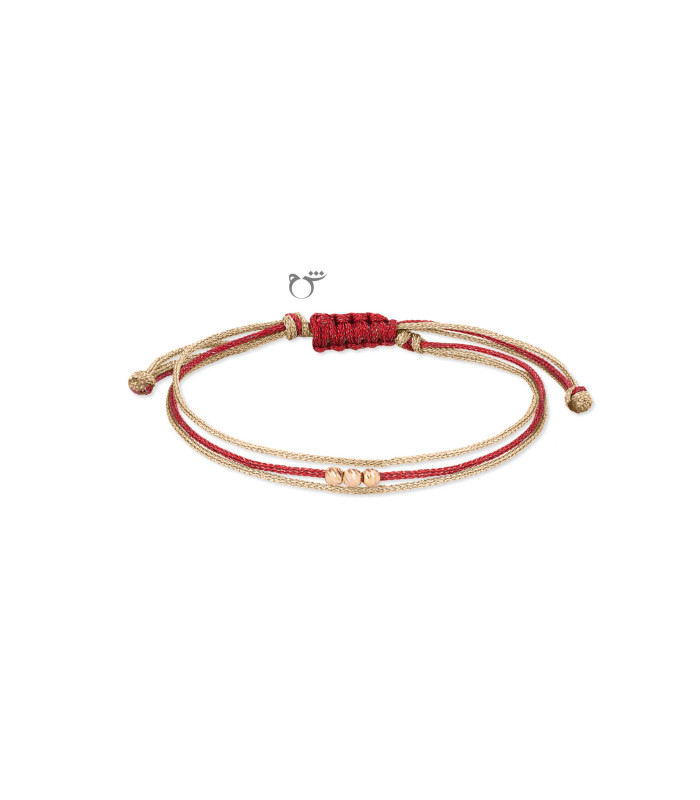 دستبند 3 البرنارد نخی لمه طلایی قرمز-گالری شیدا مجد