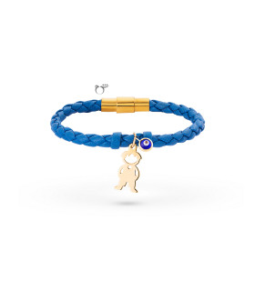 کودک دستبند پسرک چشم نظر چرم آبی-گالری شیدا مجد