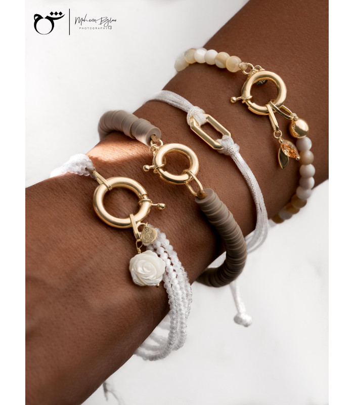 دستبند قفل مدبر سواروسکی سفید-گالری شیدا مجد