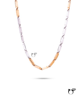 گردنبند زنجیر مستطیل کشیده رزگلد و سفید-گالری شیدا مجد