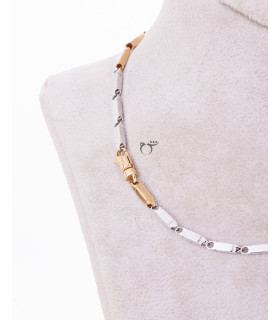 گردنبند زنجیر مستطیل کشیده رزگلد و سفید-گالری شیدا مجد