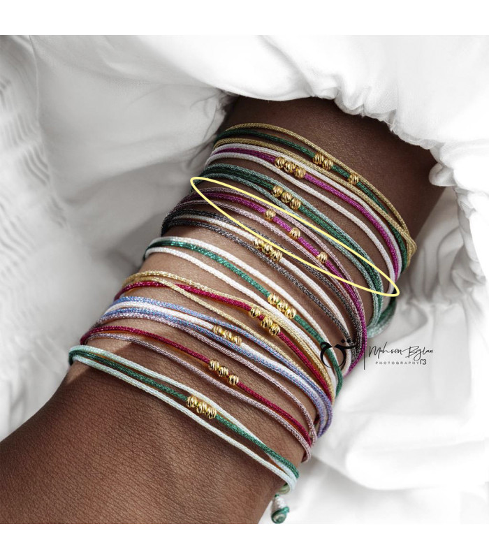 دستبند 3 البرنارد نخی لمه سرخابی رزگلد-گالری شیدا مجد