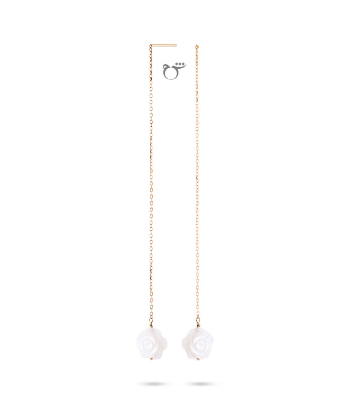 گوشواره بخیه ای رز سفید-گالری شیدا مجد