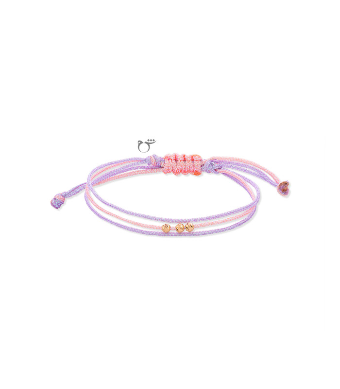 دستبند 3 البرنارد نخی لمه صورتی یاسی